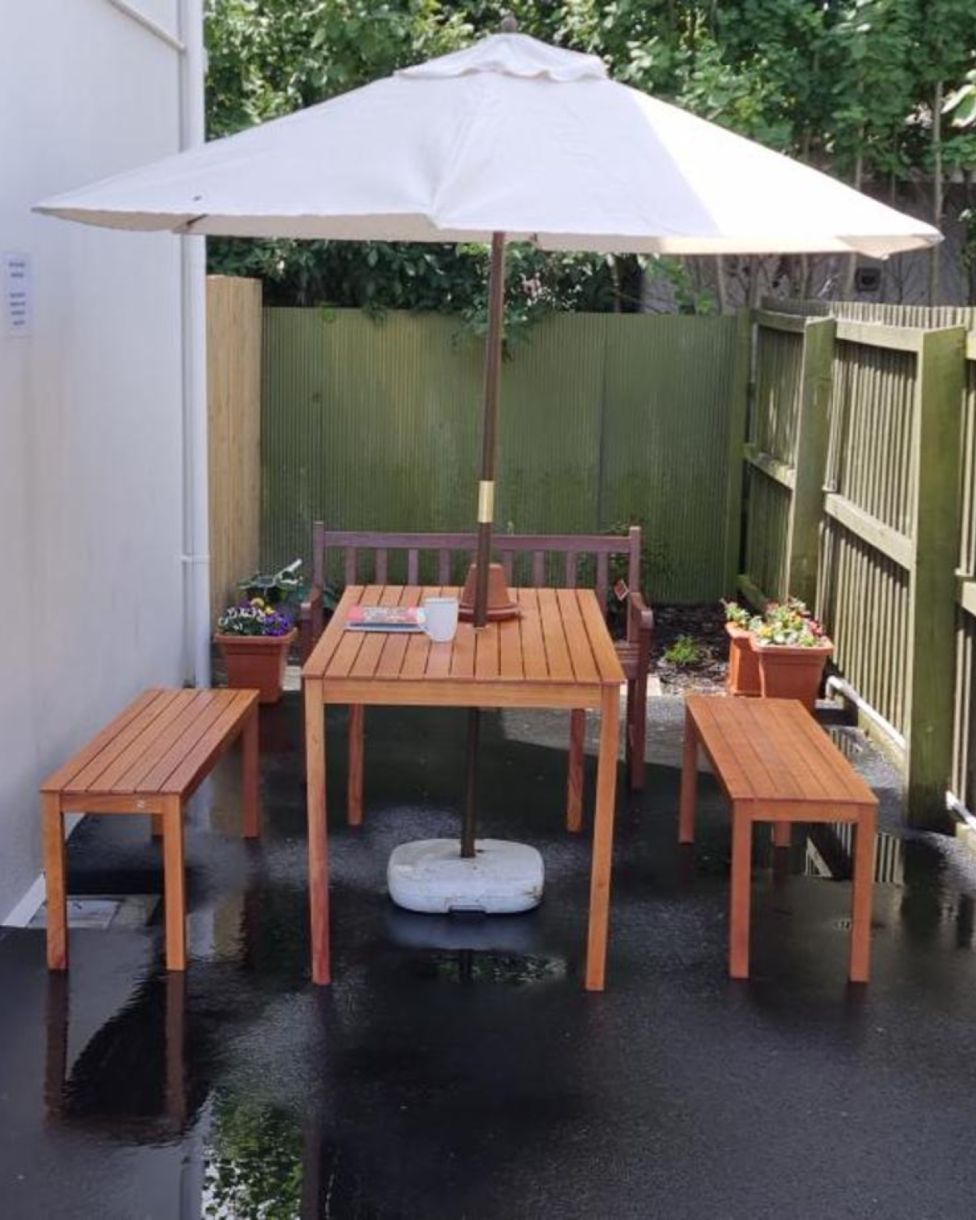 Outdoor furniture at Riccarton Mall Motel